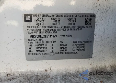 2014 Chevrolet Silverado C1500 Lt z USA, uszkodzony, nr VIN 3GCPCRECXEG111929